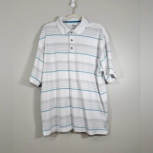Grand Slam Polo Shirt White Gray Blue Collar Short Sleeves Golf Athletic Men XL
